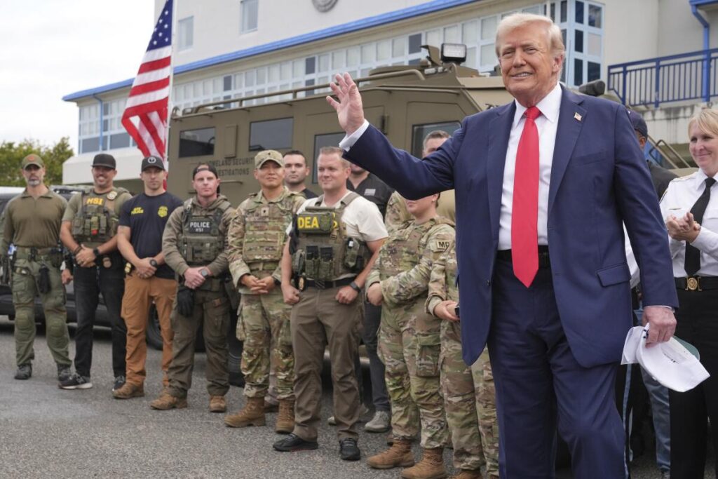 trump with troops