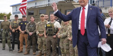trump with troops
