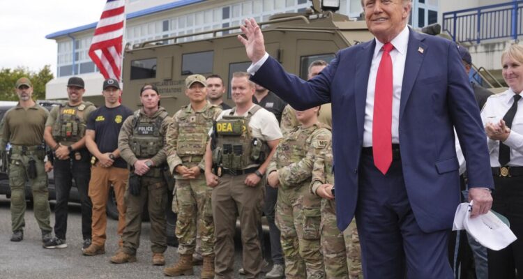 trump with troops
